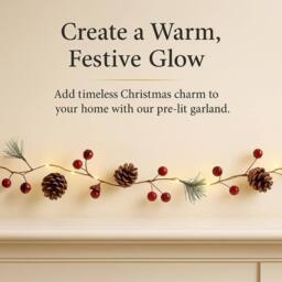 Marco Paul 7ft Luxury Pre-Lit Christmas Garland with Pine Cones & Berries - thumbnail 6