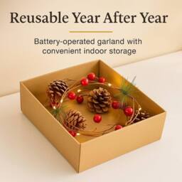 Marco Paul 7ft Luxury Pre-Lit Christmas Garland with Pine Cones & Berries - thumbnail 3