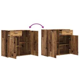 Berkfield Home Sideboard Old Wood 80x36x75 cm Engineered Wood in Brown - Size: 80 x 36 x 75 cm - thumbnail 8