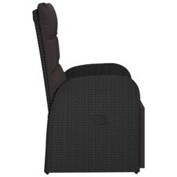 Berkfield Home Reclining Garden Chair with Cushions Black Poly Rattan - thumbnail 4