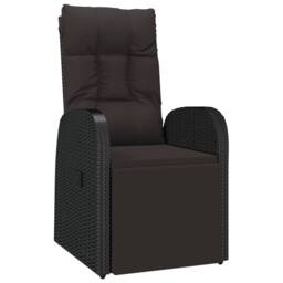 Berkfield Home Reclining Garden Chair with Cushions Black Poly Rattan - thumbnail 3