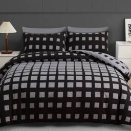 Grace Luxury Hypoallergenic Double Duvet Cover Set with Matching Pillowcases in Black - Size: Single - thumbnail 3