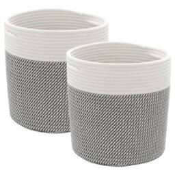 Berkfield Home Storage Baskets 2 pcs Grey & White √ò28x28 cm Cotton - Size: 28x28 cm