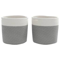 Berkfield Home Storage Baskets 2 pcs Grey & White √ò28x28 cm Cotton - Size: 28x28 cm - thumbnail 4