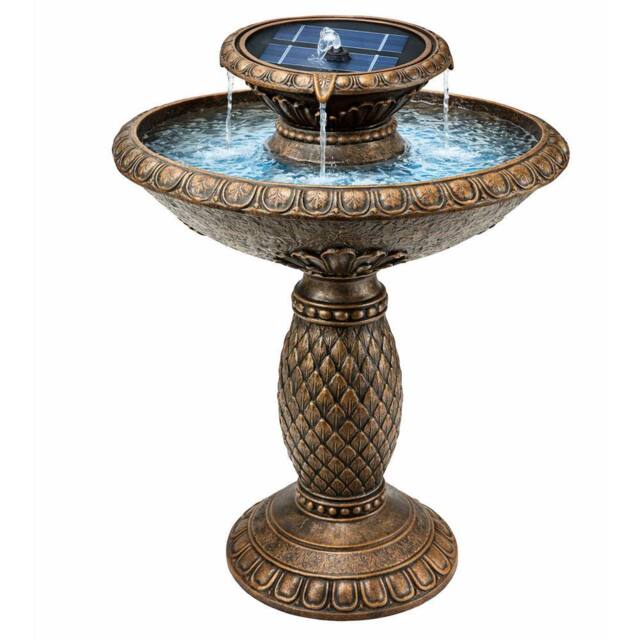 Gardenwize Solar Imperial Bird Bath Fountain with Battery Back Up in Brown - image 1
