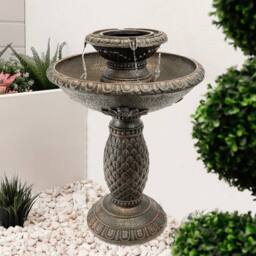 Gardenwize Solar Imperial Bird Bath Fountain with Battery Back Up in Brown - thumbnail 3