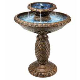 Gardenwize Solar Imperial Bird Bath Fountain with Battery Back Up in Brown - thumbnail 1