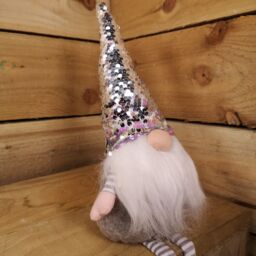 Samuel Alexander 49cm Festive Christmas Sitting Gonk with Dangly Legs & Sequin Hat in Pink & Grey - thumbnail 5
