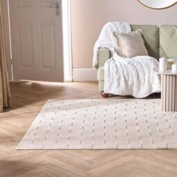 OHS Checkerboard Rug Soft Floor Carpet Non Slip Area Mat in Stone - Size: 120 cm x 170 cm - thumbnail 1