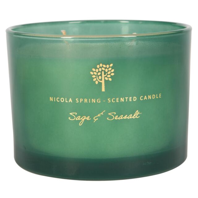 Nicola Spring 350g Sage & Seasalt Soy Wax Candle - Double Wick Herbal Spa Jar in Green - image 1