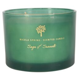 Nicola Spring 350g Sage & Seasalt Soy Wax Candle - Double Wick Herbal Spa Jar in Green