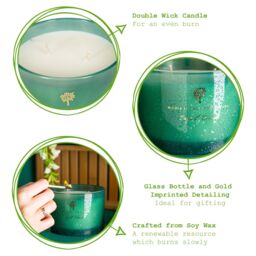 Nicola Spring 350g Sage & Seasalt Soy Wax Candle - Double Wick Herbal Spa Jar in Green - thumbnail 3