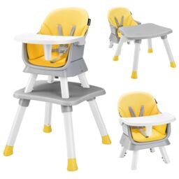 Costway 6-in-1 Baby High Chair Infant Feeding Chair Kids Stool with Removable Tray & Cushion in Yellow - thumbnail 1