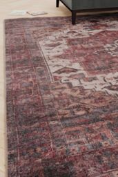 Kukoon Plum Distressed Soft Washable & Liquid Repellent Living Room Area Rug in Wine - Size: 240 cm x 330 cm