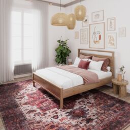 Kukoon Plum Distressed Soft Washable & Liquid Repellent Living Room Area Rug in Wine - Size: 240 cm x 330 cm - thumbnail 3