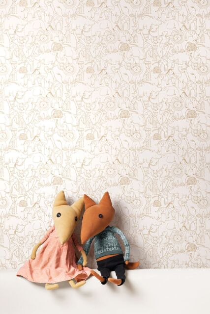 Hoopla Walls Animal Doodle 10m Matt Wallpaper in Natural - image 1