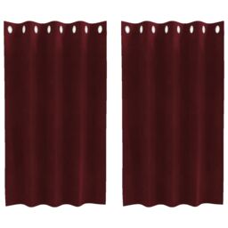 Berkfield Home Blackout Curtains with Eyelets 2 pcs Wine Red Velvet - thumbnail 2