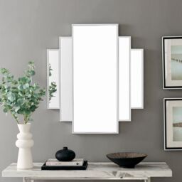 FurnitureboxUK Deco Large 1920s Inspired Silver Framed Wall Mirror - thumbnail 2