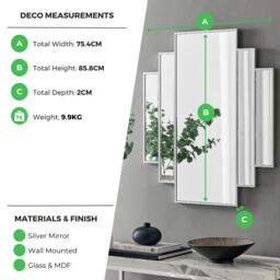 FurnitureboxUK Deco Large 1920s Inspired Silver Framed Wall Mirror - thumbnail 7