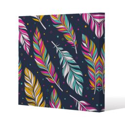Benjamin Tate Design Retro color feathers (Canvas Print) / 101 x 101 x 4cm in Natural - Size: 101 x 101 x 4 cm - thumbnail 1