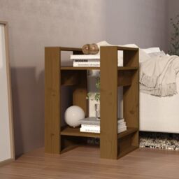 Berkfield Home Book Cabinet/Room Divider Honey Brown 41x35x57 cm Solid Wood Pine - Size: 41 x 35 x 57 cm - thumbnail 6