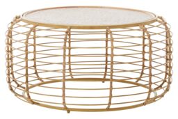 Orsina Rattan Round Coffee Table, Rustic Charm Coffee Table for Drawing Room or Living Room, Rattan Coffee Table in Natural