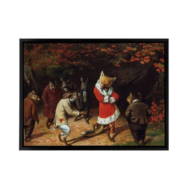 "Artery8 Holbrook Beard His Majesty Receives Fox Framed Canvas Wall Art Print - Size: W12"" x H16""" - image 1