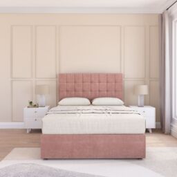 "Sloomy Alabama Divan Bed Base 2 Drawers & 54"" Floor Standing Headboard in Pink - Size: Super King" - thumbnail 2