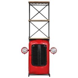Berkfield Home Tractor Wine Cabinet 49x31x172 cm Solid Mango Wood in Red - Size: 49 x 31 x 172 cm - thumbnail 2