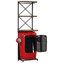 Berkfield Home Tractor Wine Cabinet 49x31x172 cm Solid Mango Wood in Red - Size: 49 x 31 x 172 cm - thumbnail 6