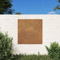 Berkfield Home Garden Wall Decoration 55x55 cm Corten Steel Sun Design in Brown