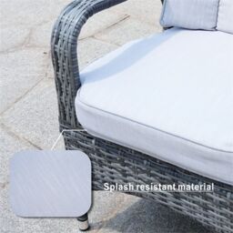 Direct Wicker 4-Seater Aluminum Round Garden Dining Table Set, UV-Resistant PE Wicker, D120*H72cm, Brown in Grey - Size: 4 Person - thumbnail 3