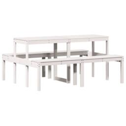 Berkfield Home Picnic Table White 160x134x75 cm Solid Wood Pine - Size: 160 x 134 x 75 cm - thumbnail 6