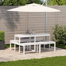 Berkfield Home Picnic Table White 160x134x75 cm Solid Wood Pine - Size: 160 x 134 x 75 cm