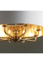 Netlighting Highclere Single Shade Pendant Ceiling Lamp Antique Brass Plate Vintage White Fabric in Gold - thumbnail 6