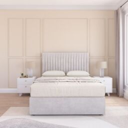 Sloomy Manhattan Plush Velvet Memory Foam Bed Set With 2 Drawers, Mattress & Headboard in Silver - Size: Small Double - thumbnail 3