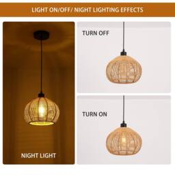 NIVOR 1 Light Rattan Farmhouse Bohemian Single Globe Pendant Ceiling Lamp in Brown - thumbnail 5