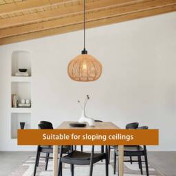 NIVOR 1 Light Rattan Farmhouse Bohemian Single Globe Pendant Ceiling Lamp in Brown - thumbnail 4