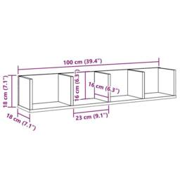Berkfield Home Decorative CD Wall Shelf Old Wood 100x18x18 cm Engineered Wood in Brown - Size: 100 x 18 x 18 cm - thumbnail 9