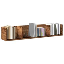 Berkfield Home Decorative CD Wall Shelf Old Wood 100x18x18 cm Engineered Wood in Brown - Size: 100 x 18 x 18 cm - thumbnail 2