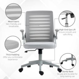 VINSETTO Mesh Office Chair Home Swivel Task Chair w/ Lumbar Support, Arm in Grey - thumbnail 6