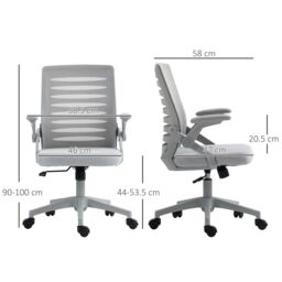 VINSETTO Mesh Office Chair Home Swivel Task Chair w/ Lumbar Support, Arm in Grey - thumbnail 3