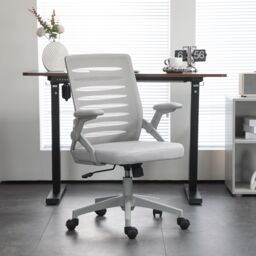 VINSETTO Mesh Office Chair Home Swivel Task Chair w/ Lumbar Support, Arm in Grey - thumbnail 1