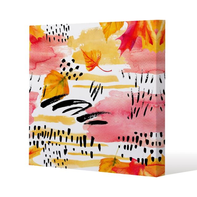 Benjamin Tate Design Abstract fall seamless pattern in Bright autumn colours (Canvas Print) / 61 x 61 x 4cm in Natural - Size: 61 x 61 x 4 cm - image 1