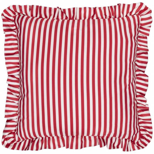 Wylder Millie Ruffle Striped Outdoor Cushion in Red - Size: 50 cm x 50 cm - image 1