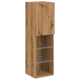 Berkfield Home TV Cabinet with LED Lights Artisian Oak 30.5x30x102 cm in Brown - thumbnail 3