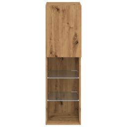 Berkfield Home TV Cabinet with LED Lights Artisian Oak 30.5x30x102 cm in Brown - thumbnail 6