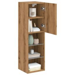 Berkfield Home TV Cabinet with LED Lights Artisian Oak 30.5x30x102 cm in Brown - thumbnail 5