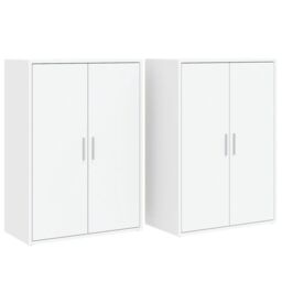 Berkfield Home Sideboards 2 pcs White 60x31x84 cm Engineered Wood - Size: 60 x 31 x 84 cm - thumbnail 2