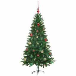 Berkfield Home Christmas Tree with 150 LEDs with Stand Green 150 cm PE - thumbnail 6